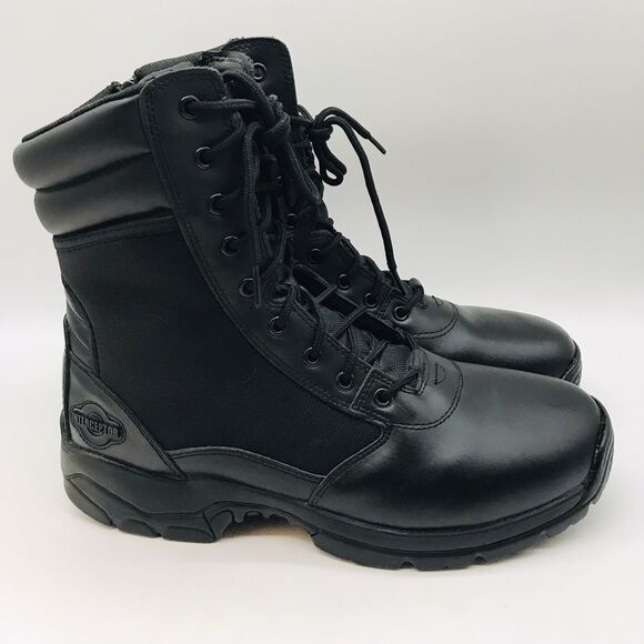Interceptor MNIN0440111 Black Leather Men's 12 Side Zip Lace Up Tactical Boots - Picture 1 of 13